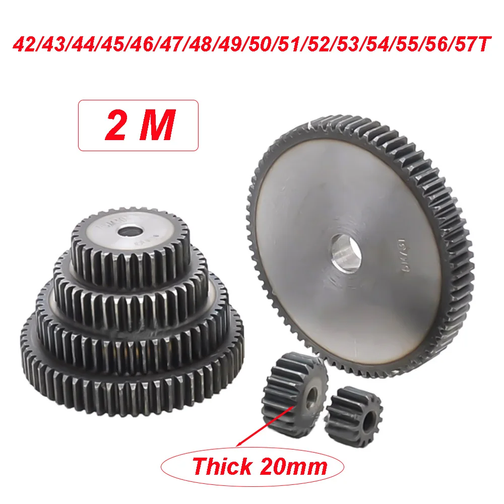 

2M Cylindrical Gear Flat Gear 42/43/44/45/46/47/48/49/50/51/52/53/54/55/56/57T SC 45# Carbon Steel Teeth Mod Motor Spur Gears
