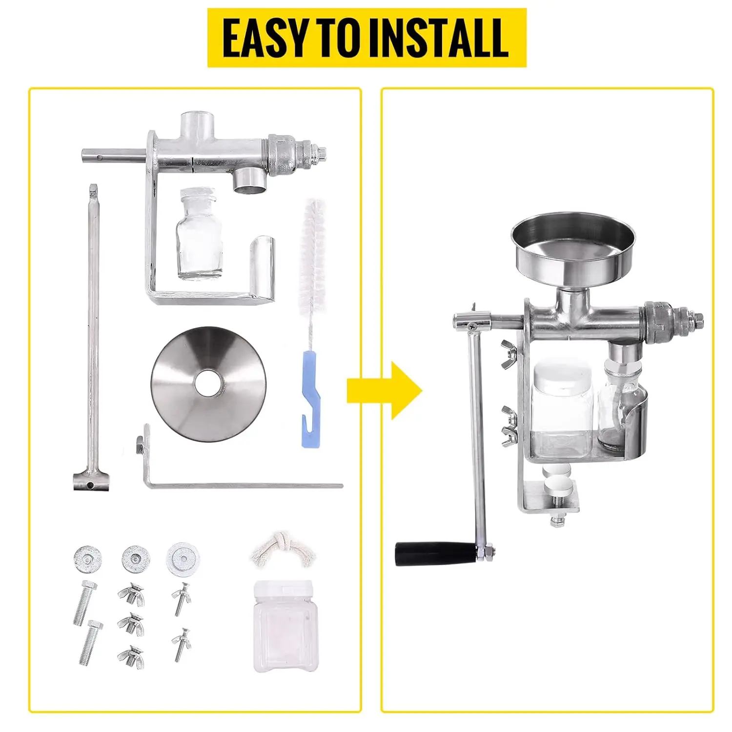 Manual Oil Press Stainless Steel Oil Press Machine Nut and Seed Oil Press Household 6