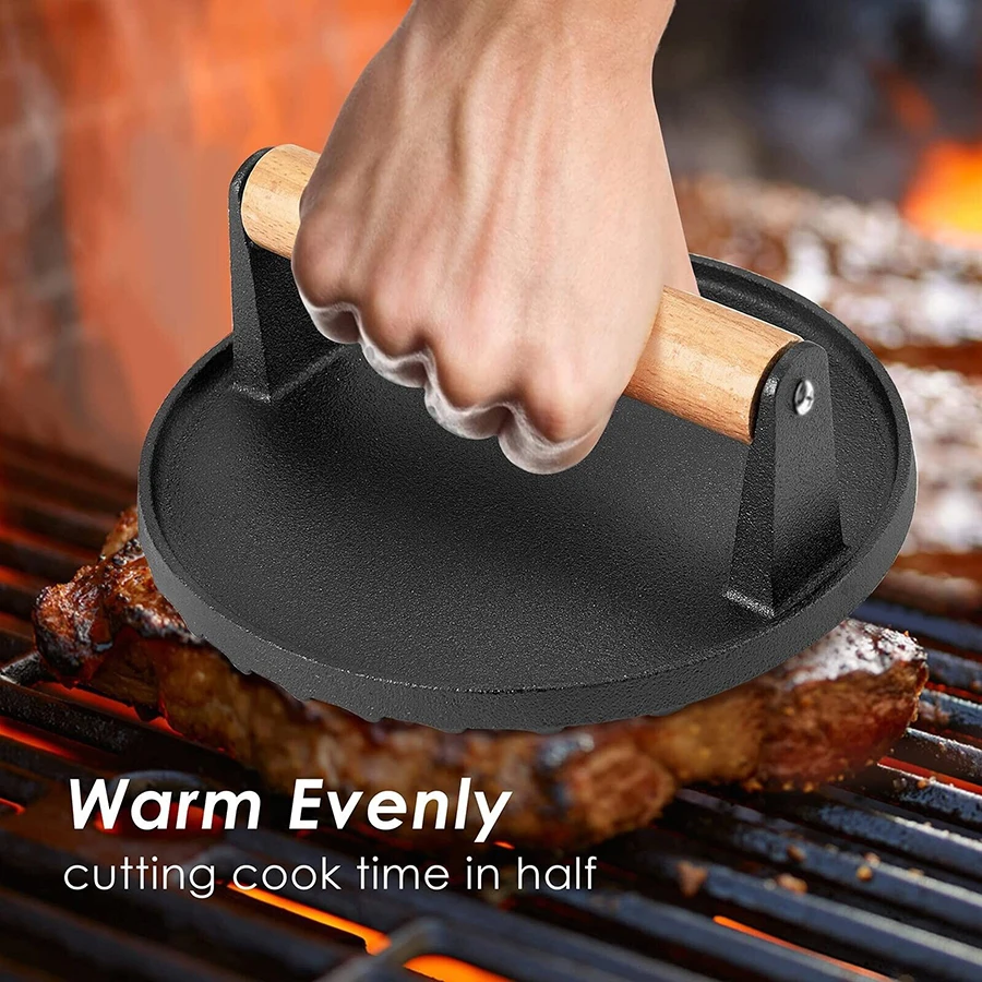 1PC cast iron pressure plate uncoated iron plate barbecue fried squid barbecue outdoor picnic cast pressure tool