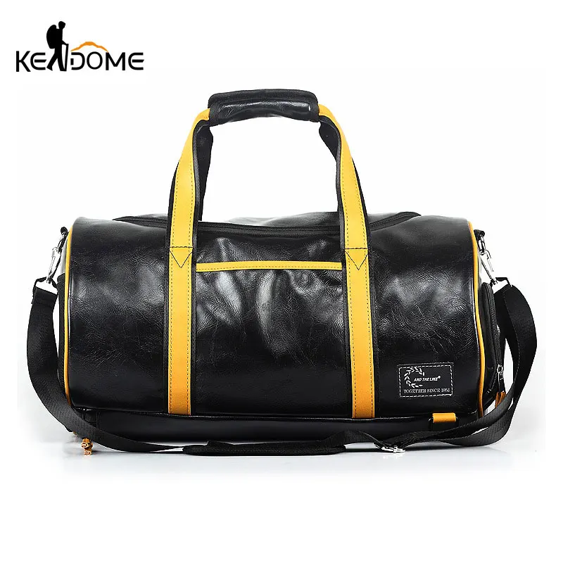 Multi-functional Leather Gym Bag With Shoes Storage Dry Wet Separation Shoulder Messenger Bags Men's Fitness Sports Bag XA832D