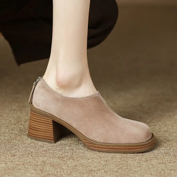 New Fashion Women's Spring and Autumn Shoes Ladies' Thick Bottom Shoes Luxury Lefse Shoes Platform Shoes Square Head High Heels