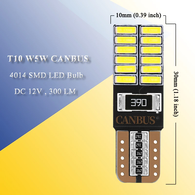 ڵ ȣ, T10 W5W 194 LED  Canbus 4014 24-SMD 12V 7000K ȭƮ ڵ ׸   Ʈũ  ̵ , 10 