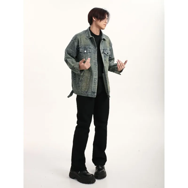 High-End Denim Jacket Men's Spring and Autumn Couple's Loose Retro Coat Fashion veste de baseball homme  korean fashion