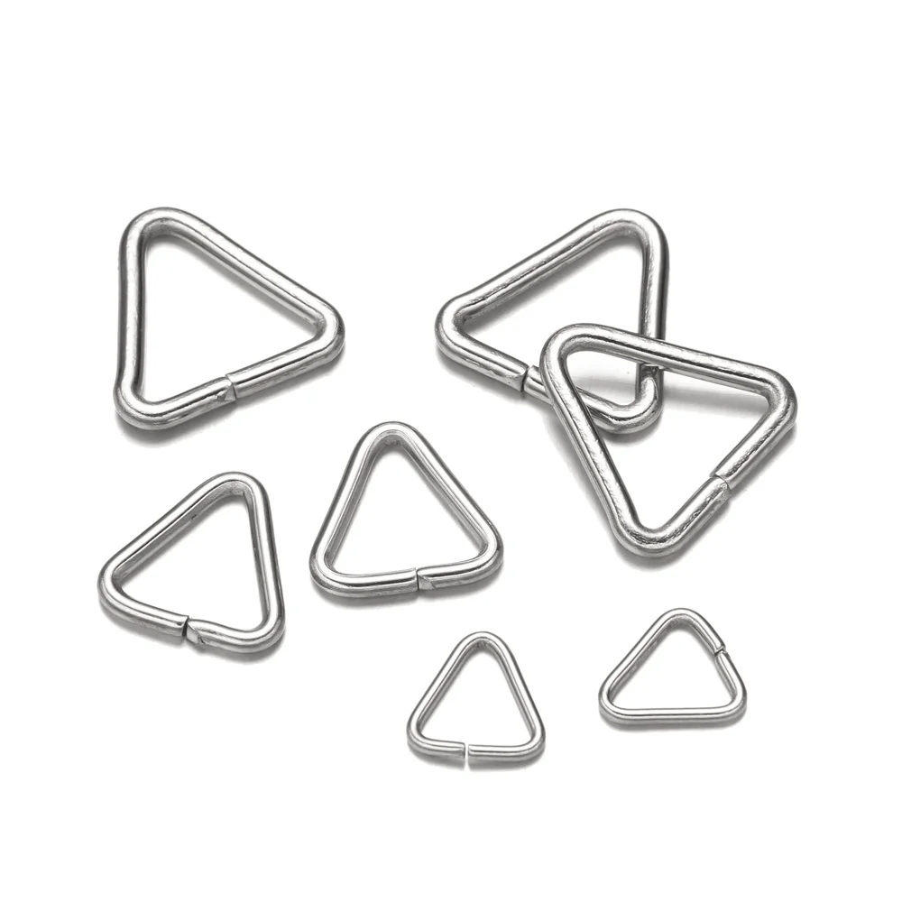 100 Stück Edelstahl Dreieck Ton Split Biegeringe Verbinder für DIY Anhänger Schmuckherstellung Handwerk Verschlüsse Zubehör Bulk – Detail 3