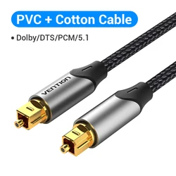 Premium Digital Optical Audio Cable - Toslink SPDIF Coaxial Fiber Cable 1m, 2m, 5m - 3m (Cotton Cable Black)