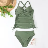 Women's Bathing Suits Two Piece Halter Leaf Print Tankini Swimsuit Woman Summer Sexy Beach Wear Separate Swimwear Female XXL - Image 5