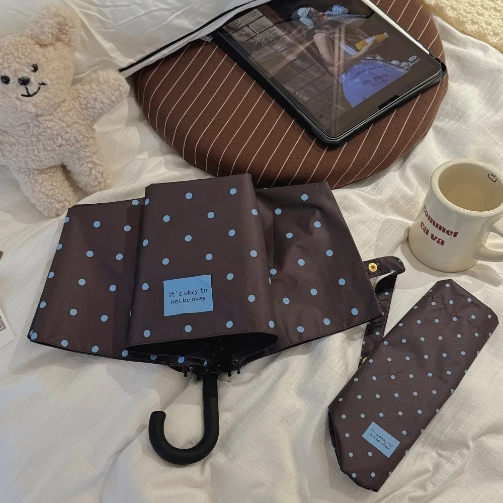 Compact UV Protection Polka Dot Folding Umbrella