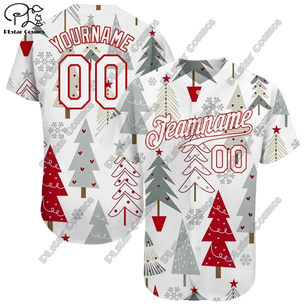 

3D Printing Christmas Christmas Tree Santa Claus Snowman Pattern Authentic Baseball Jersey Shirts Men Women Shirts Hip Hop Tops
