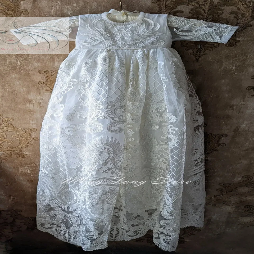 chinese dress ladies Sunnypetal Lace Long Sleeves Baptism Dress for Baby Girl – sunnypetal main image 1