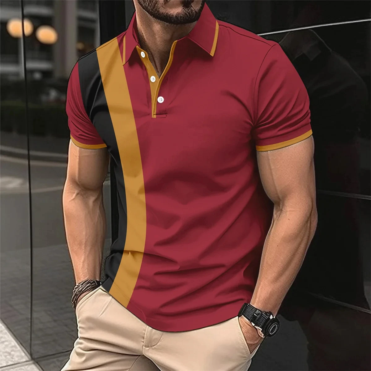 New 3D Printed Young Men's Light Luxury Leisure High Quality Polo Shirt Lapel Button Business Match Color Breathable T-Shirts 9 Se23337b2295e4a859ff87cfa6033c5ccz