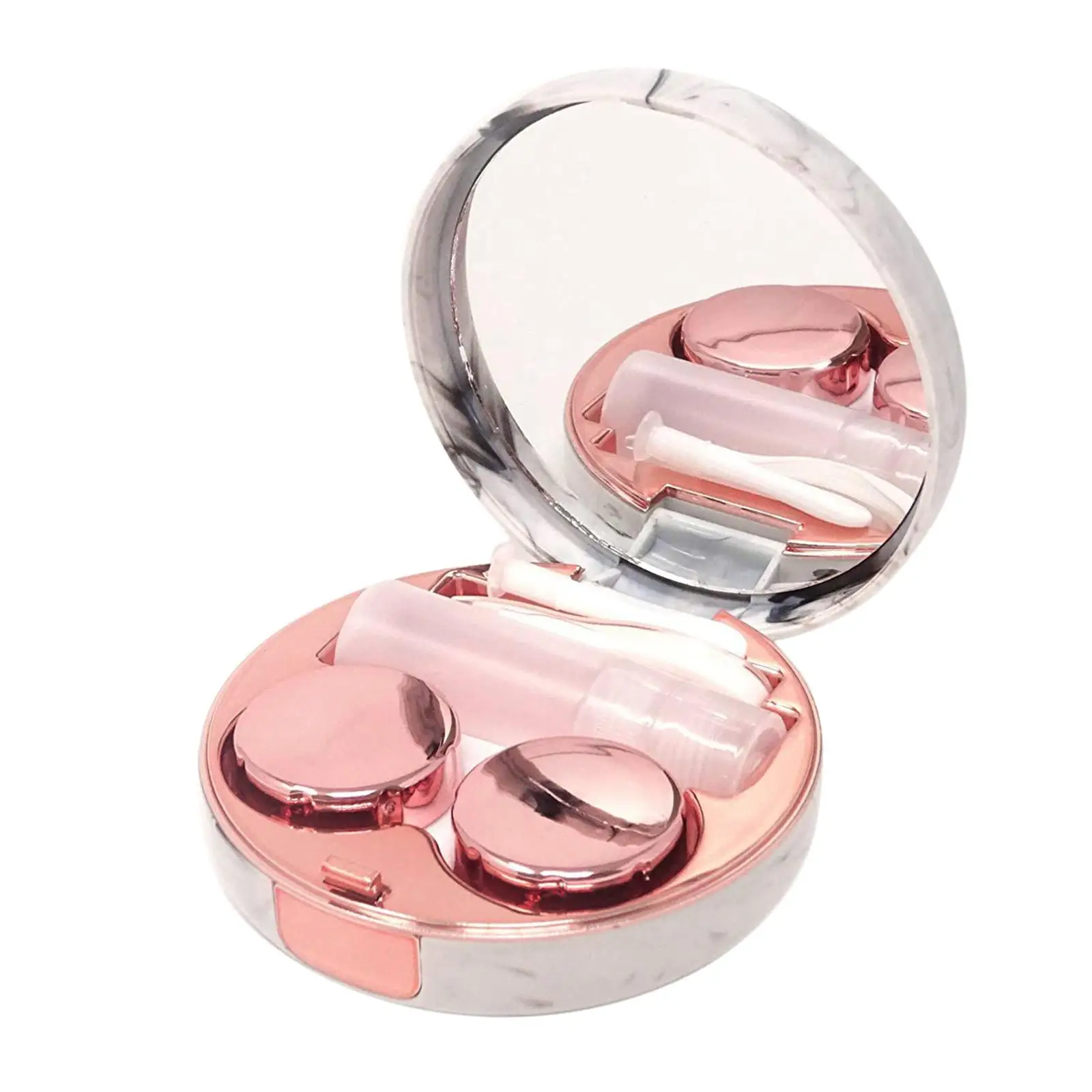 2-4pack contact Lens case Lens Care Durable with Mirror Tweezers Rose Gold 