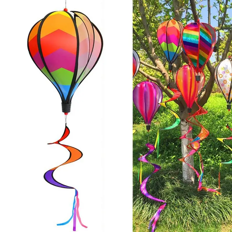 Hot Air Balloon Wind Spinners Girandola Rotante Paillettes Mulino A Vento Ornamento Arcobaleno Appeso Wind Twister Per Casa Giardino Portico