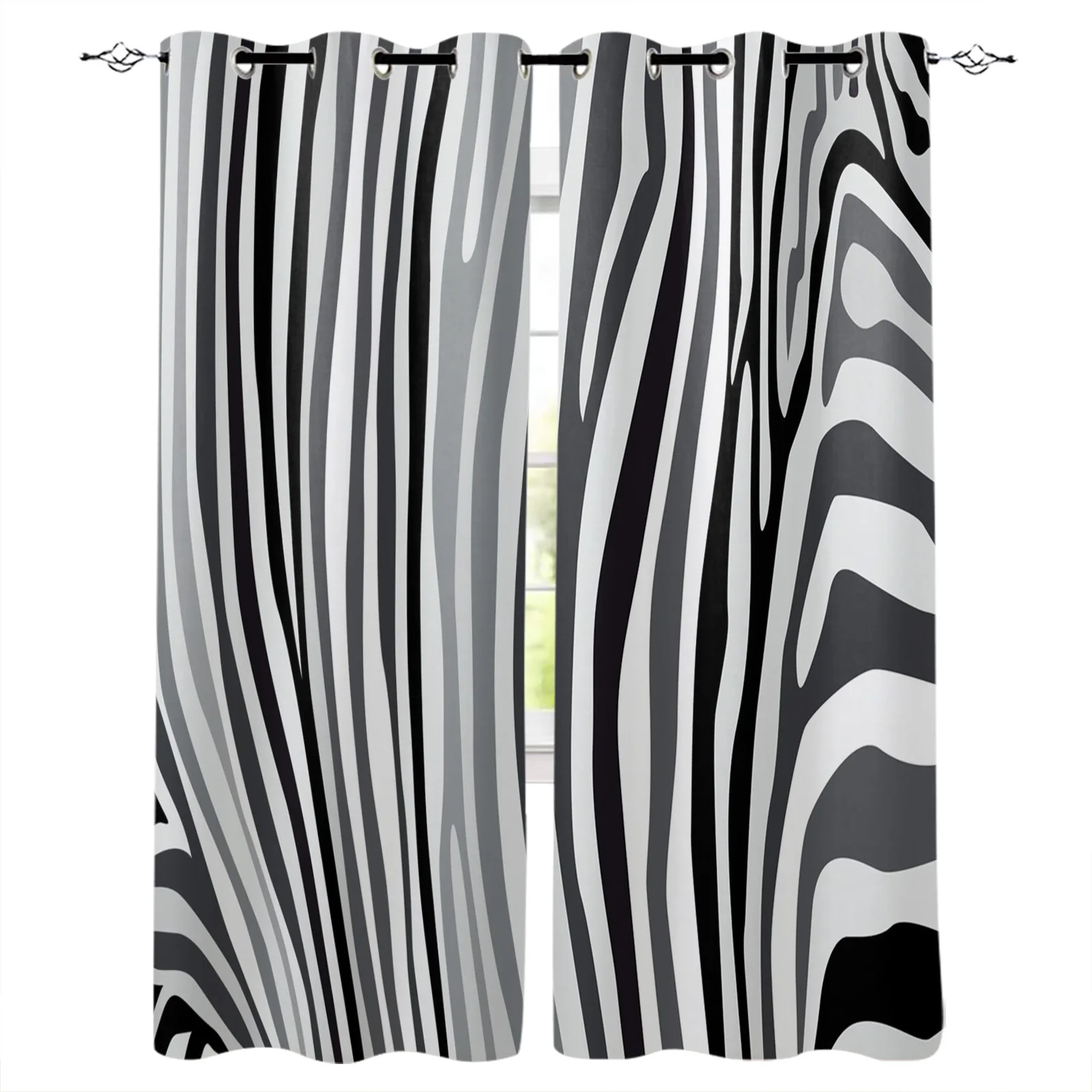 

Zebra Black And White Stripes Blackout Curtains Window Curtains For Bedroom Living Room Decor Window Treatments