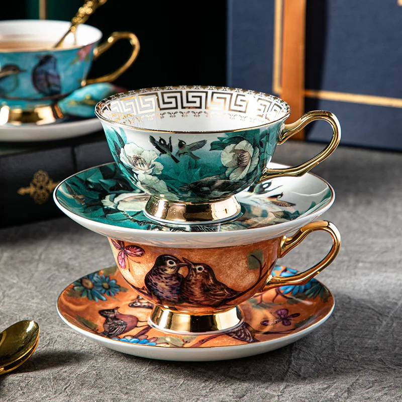 Coffee Cup Small Exquisite European Style, Luxurious Afternoon Tea Set, Elegant Bone China Cup Set with High Aesthetic Value