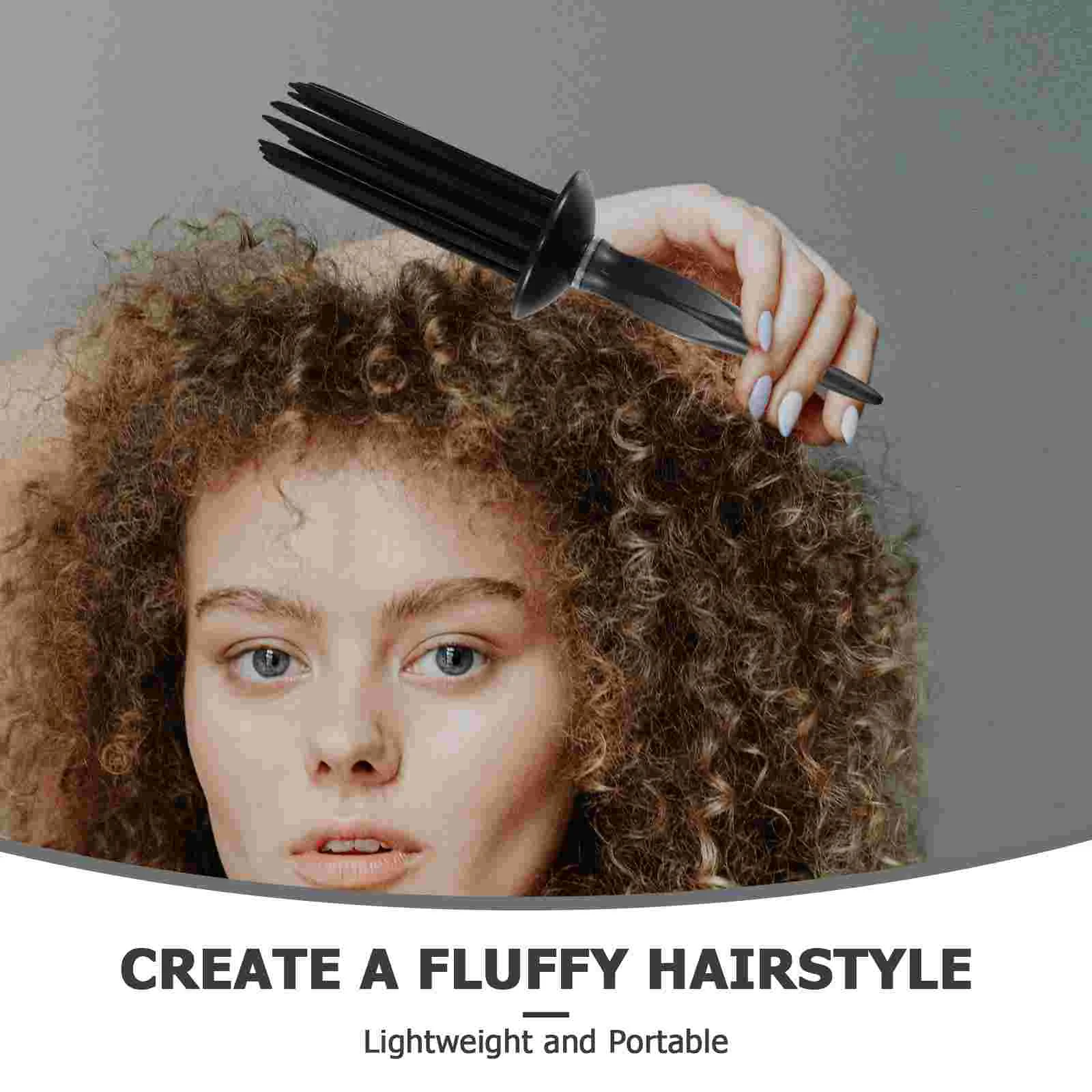 Comb Fluffy Curly Hair Styling Tools Round Curling Wand Black Plastic Shaping Wind