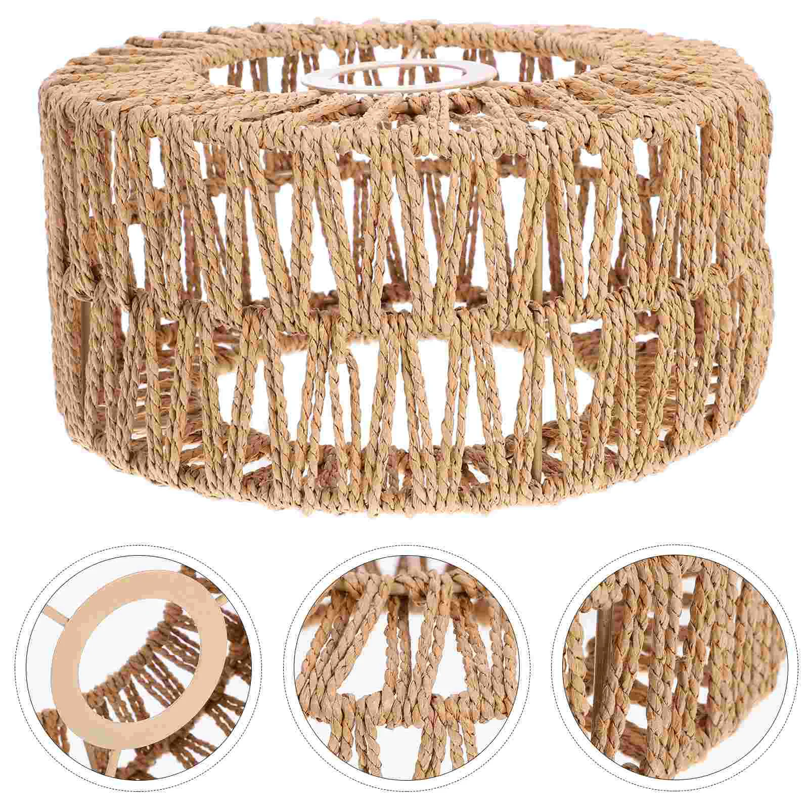 

Rattan Lamp Shade Cylinder Woven Lampshade Boho Lamp Shades Replacement Rustic Ceiling Light Covers Floor Lamps Pendant