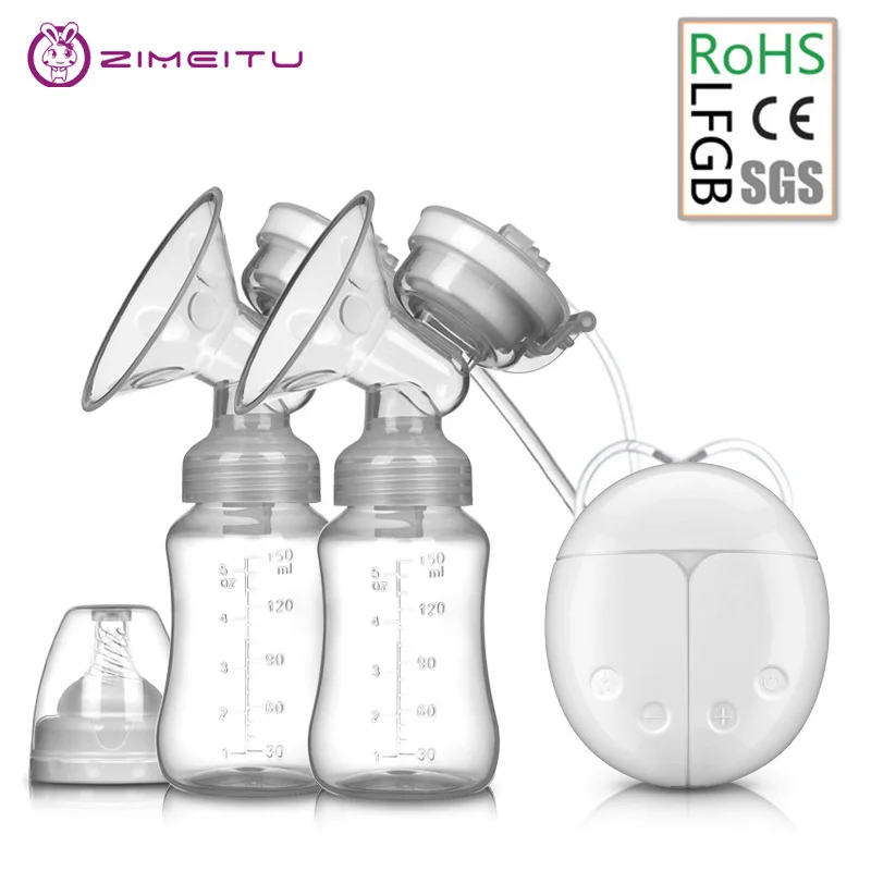 ZIMEITU double electric breast pumps powerful nipple suction USB electric breast pump with baby milk bottle cold heat pad nippl breast pump