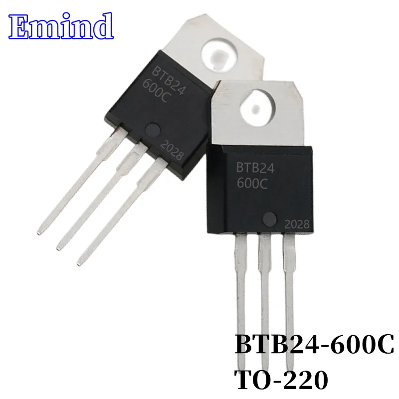 

5Pcs BTB24-600C BTB24 Thyristor TO-220 24A/600V DIP Triac Large Chip