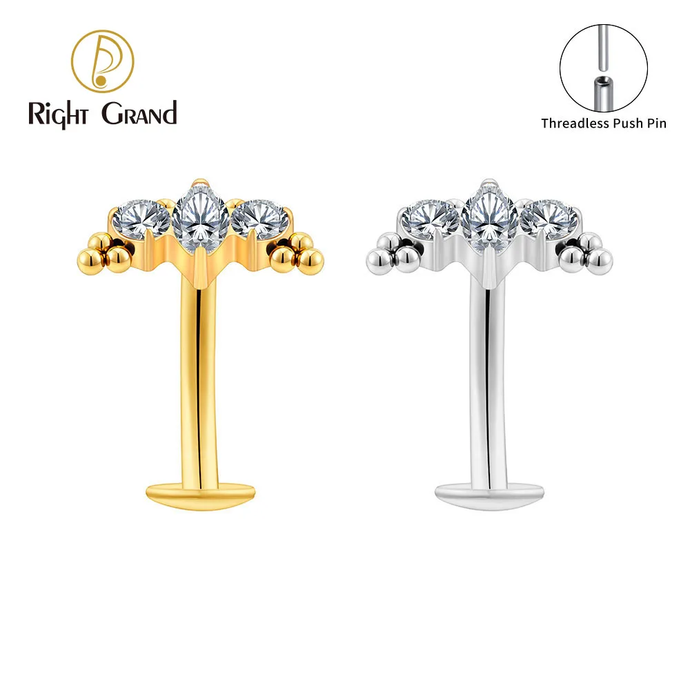Right Grand ASTM F136 티타늄 쓰레드리스 마퀴즈 플라워 리버스 배..