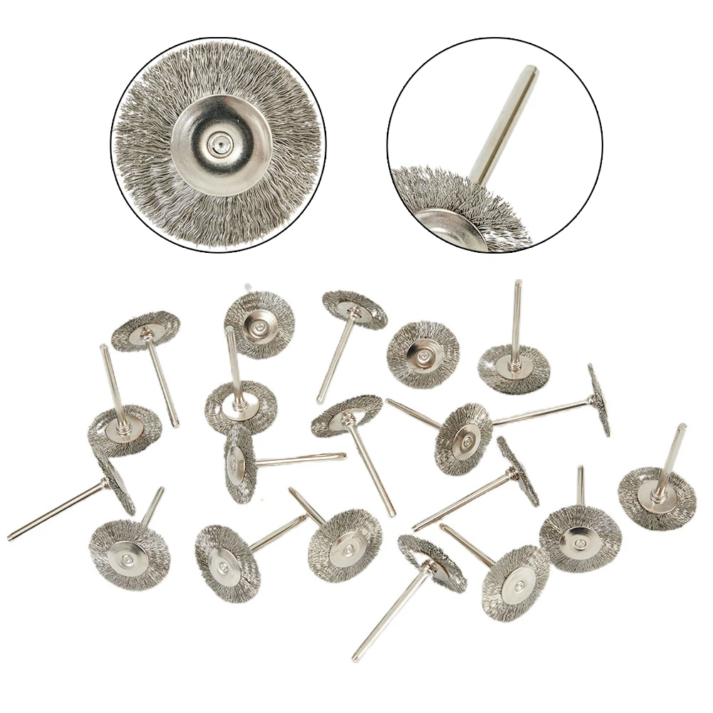 20Pcs Dremel Accessories 22mm Steel Rotary Brush Dremel Wire Wheel Brushes For Grinder Rotary Tool For Mini Drill Polishing