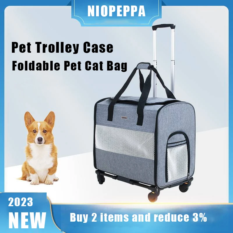 Pet Trolley Bag for Dogs To Go Out Multifunctional Trolley Box for Cats To Carry Around Foldable Pet Cat Bag Space Capsule