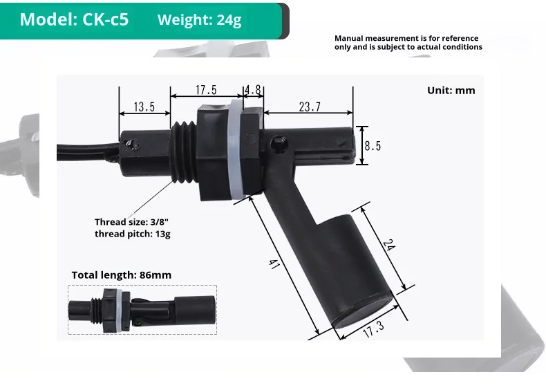 Automatic Liquid Level Control Switch Side-Mounted Corrosion-Resistant PP Plasti