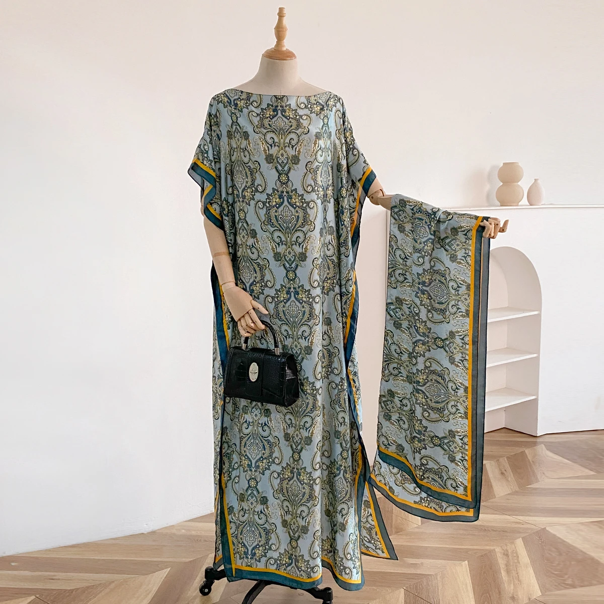 Summer Beach New Fashion African Dresses For Women Elegant Printed Muslim Lady Long Hijab Kaftan Dress Oversize Kuwait Abaya