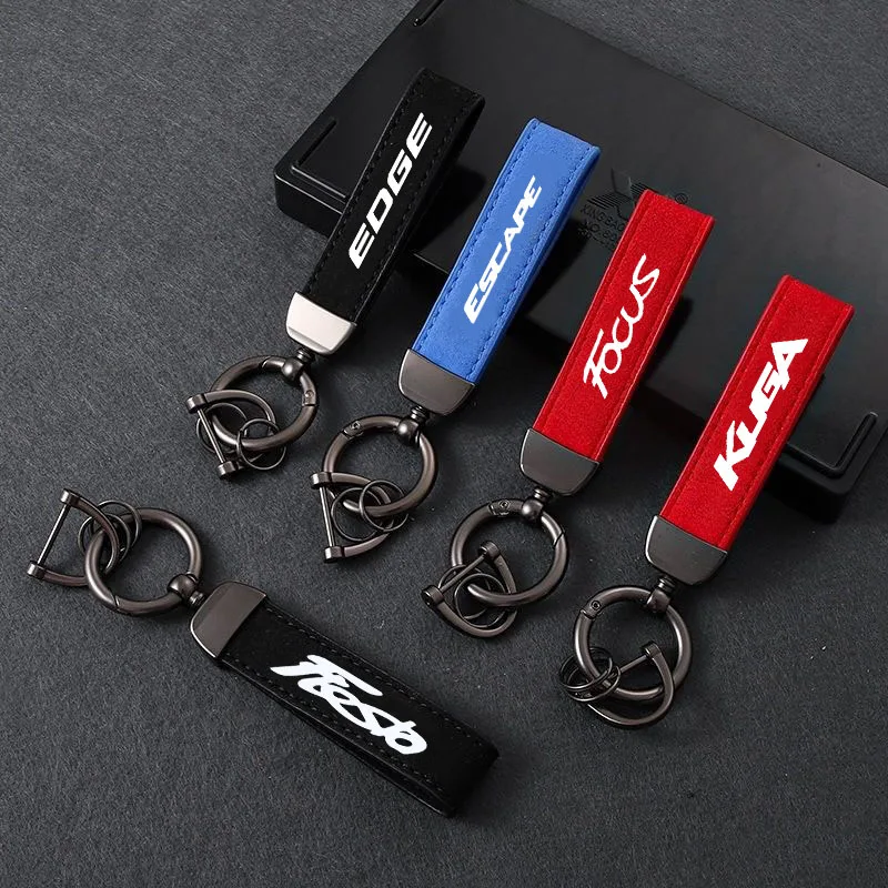 

Car Suede Keychain Sport Key Ring Custom Gift With Logo For Ford Fiesta Focus KA Escape Kuga Edge Raptor Car Accessories