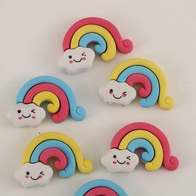 12 Pcs 크리 에이 티브 귀여운 무지개 구름 모델링 3D 연필 지우개 학생 문구 상품 선물 보상 문구