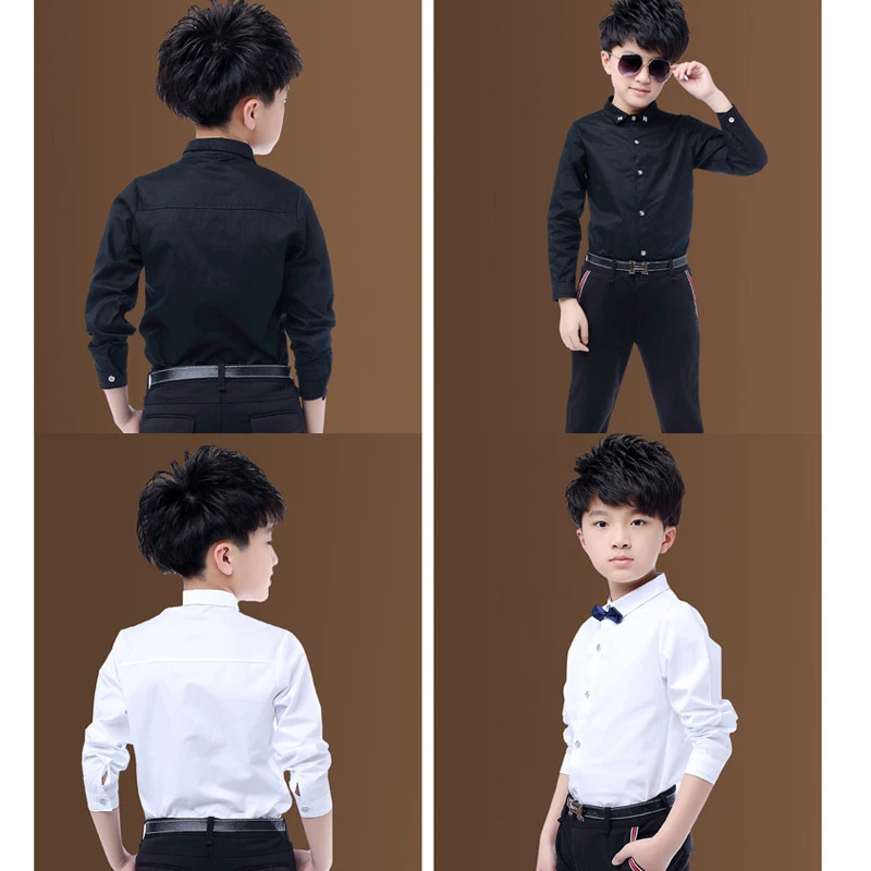 Camicia Bambino Con Cravatta Windsor Abbinata – Maniche Lunghe, Tinta Unita, Per Cerimonie