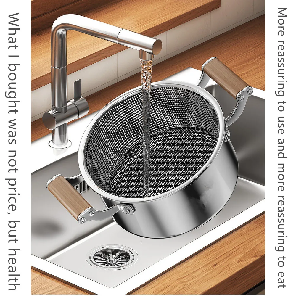 316 Stainless Steel Soup Pot Honeycomb Non-stick Pot with lid Household Hot Induction Cooker Gas Stove Universal Frying Pan stainless steel soup pot stainless steel stock pot stainless steel cooking pot