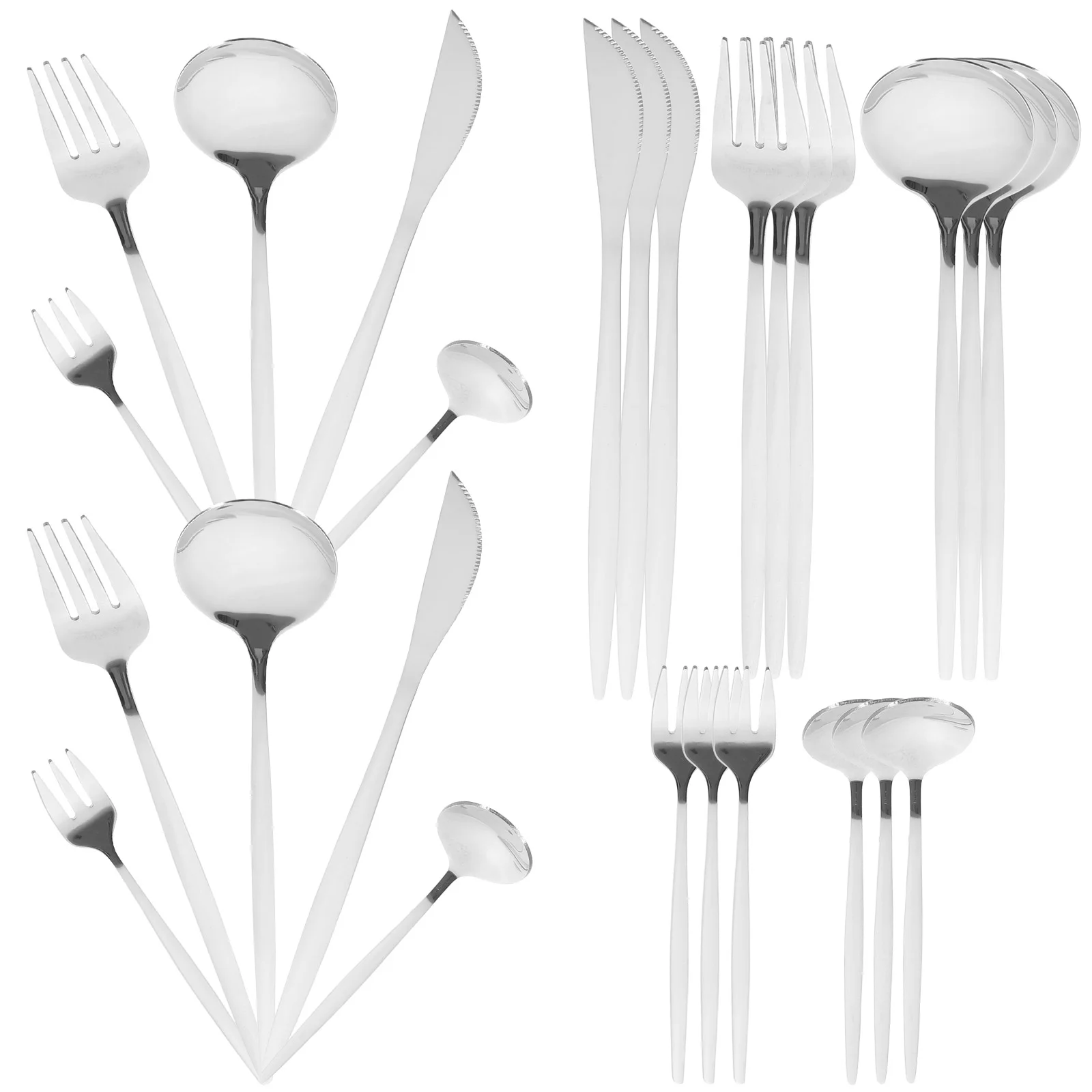 

30 Pcs Silverware Sets Utensil Sets Cutlery Set Stainless Steel Flatware Spoon Fork Knives