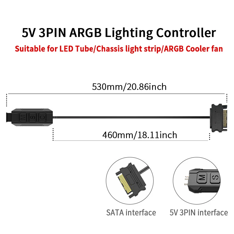 รูปสินค้า SATA Extension Cable Light Controller พร้อม Remote Control สำหรับ PC และพัดลม