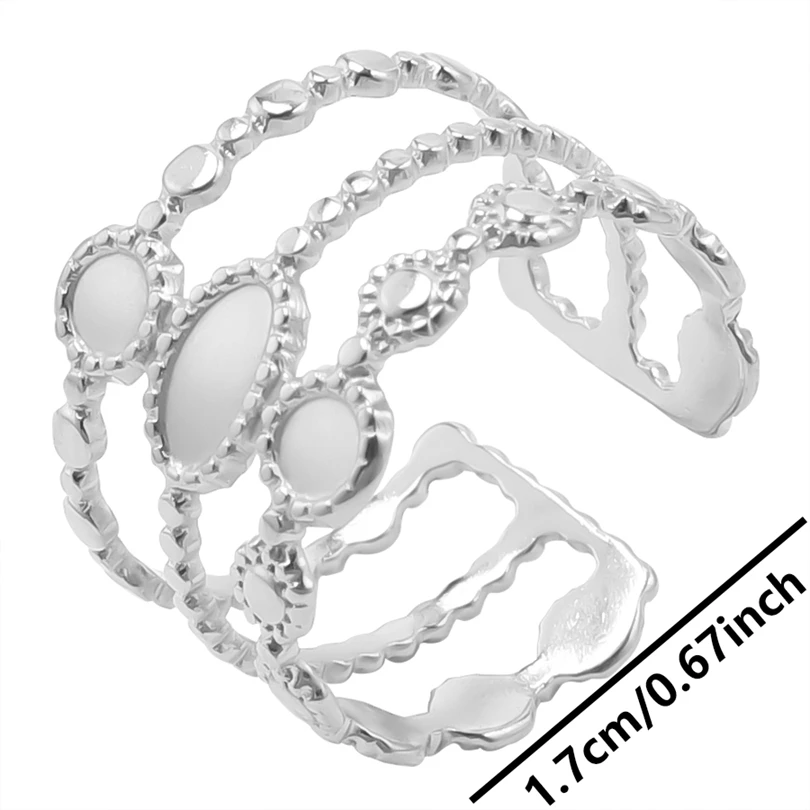 Adjustable Ring Silver Stainless Steel Heart Moon Sun Star Y2k_voghion.com
