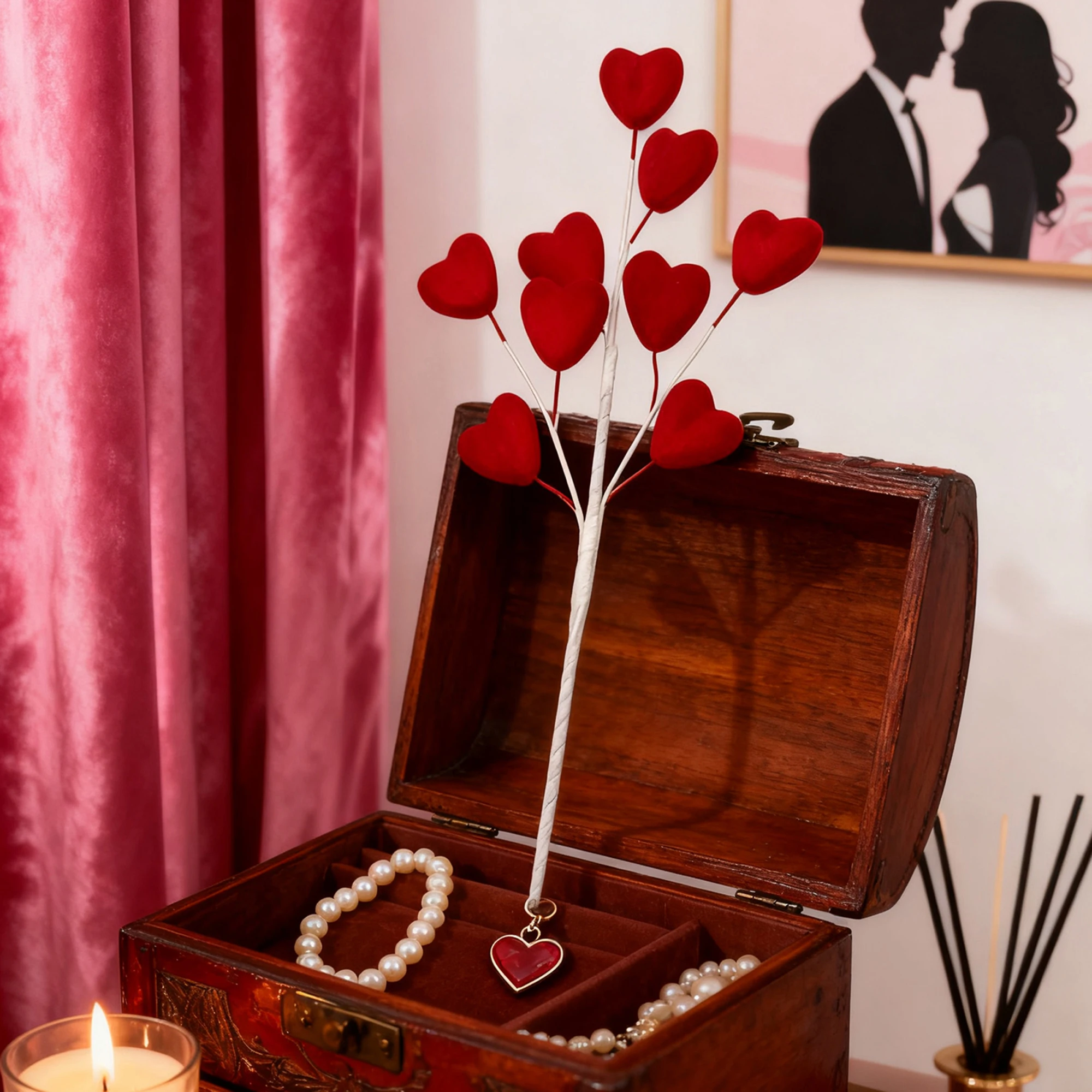 Valentine s Day Heart-Shaped Floral Picks for Romantic Home Decor and Party Centerpieces - Set of 12 Heart Picks