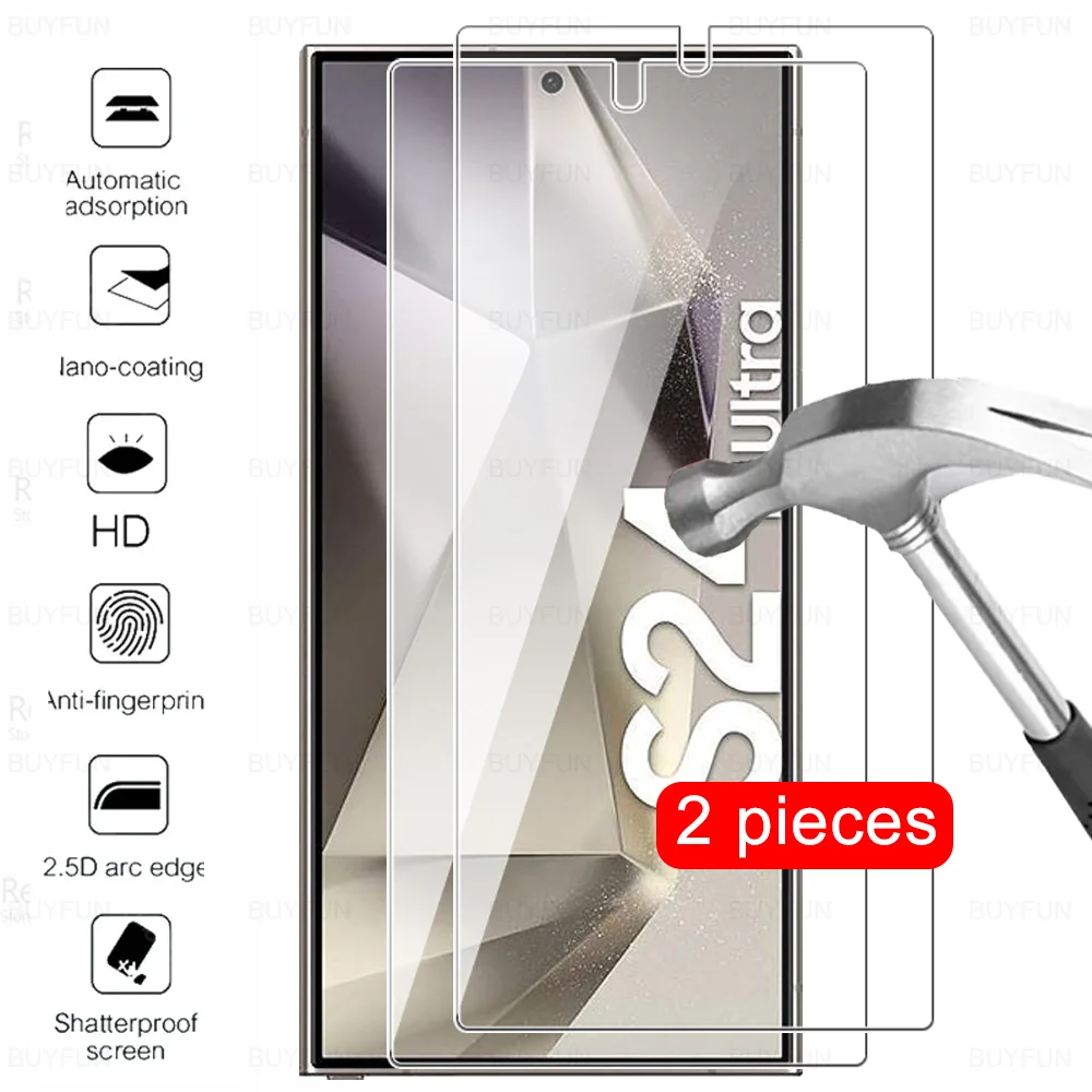 2 Pcs Screen Protector Tempered Glass For Samsung Galaxy S24 Ultra Protective Glass S25 S26 UItra S24Ultra S25Ultra S26Ultra 5G