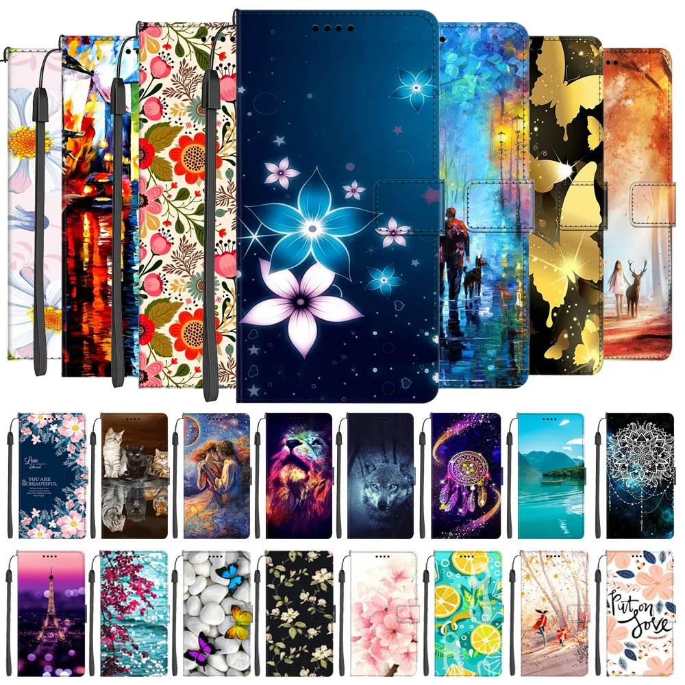 Luxury Leather Phone Cases For Samsung Galaxy A13 5G A20S A54 Case Wallet Magnetic Card Flip Book Cover Cartoon Colorful Bags