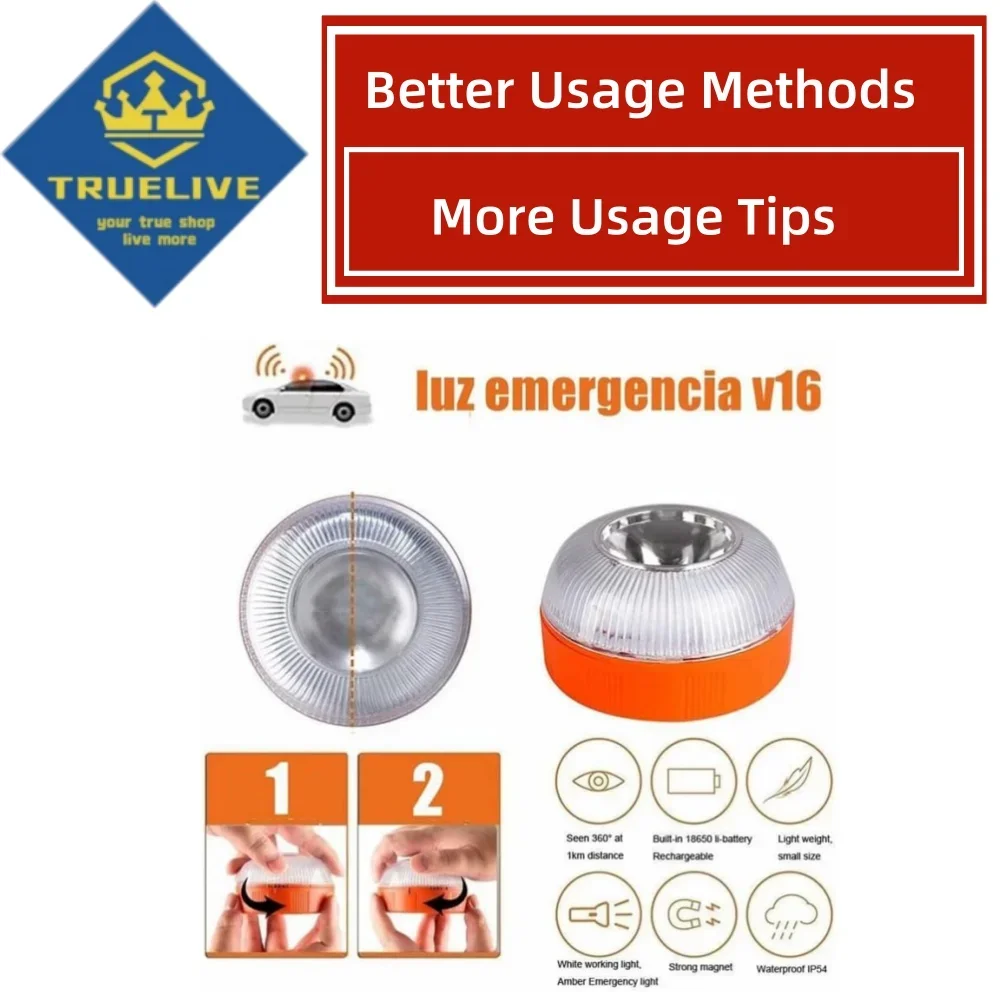 5/3/1PCS V16 LED Car Emergency Light Flashlight Rechargeable Safety Signal Lamp Warning Light Waterproof Beacon Lamp emergency light led light