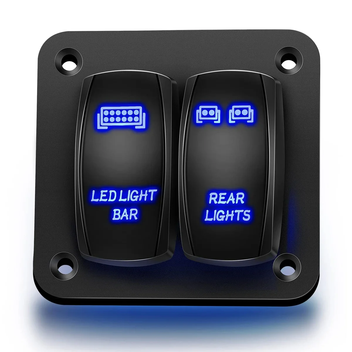 

2 Gang Rocker Switch Panel Light Toggle Circuit Breaker Protector LED Switch for Car Auto Truck Caravan Marine Blue