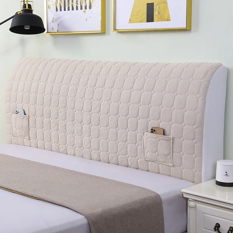 High Grade All-inclusive Headboard Cover Velvet Quilted Bed Head Cover Soft Smooth Bedroom Backrest Dust Protector