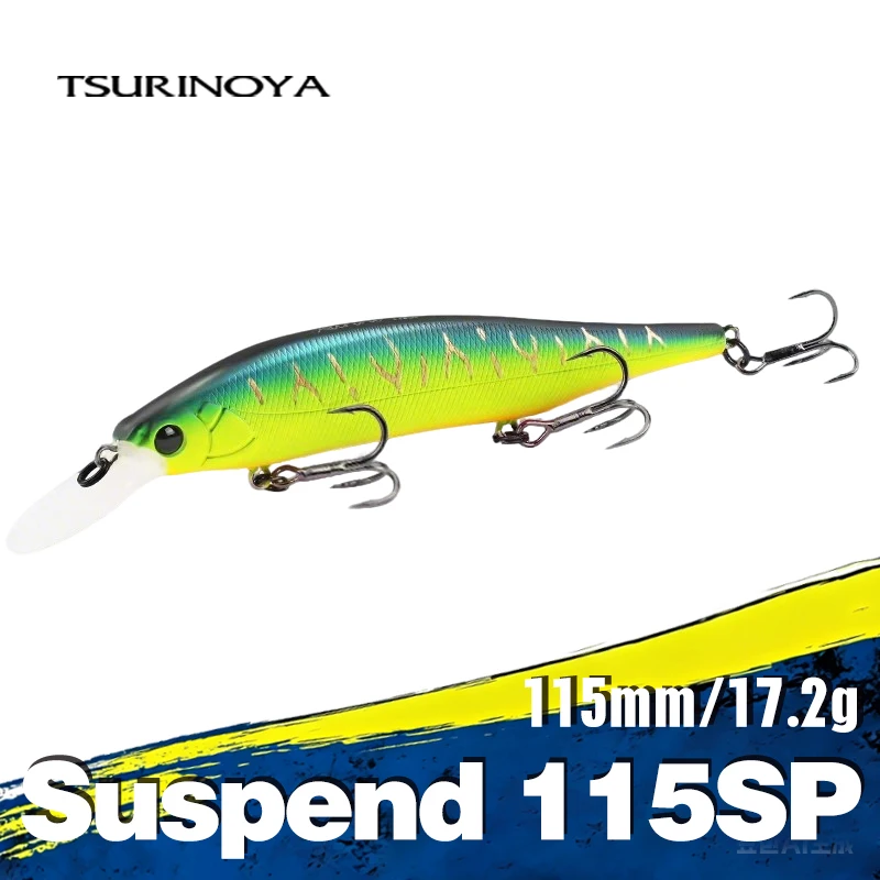 TSURINOYA 115SP Suspending Minnow Jerkbait AURORA 115 mm 17,2 g Künstliches Gewichtssystem Harte Köder Weitwurf-Wobbler