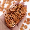 50Pcs/lot Hollow Wooden Buttons 20mm Light Brown Handmade Accessories DIY for Arts  Crafts 4