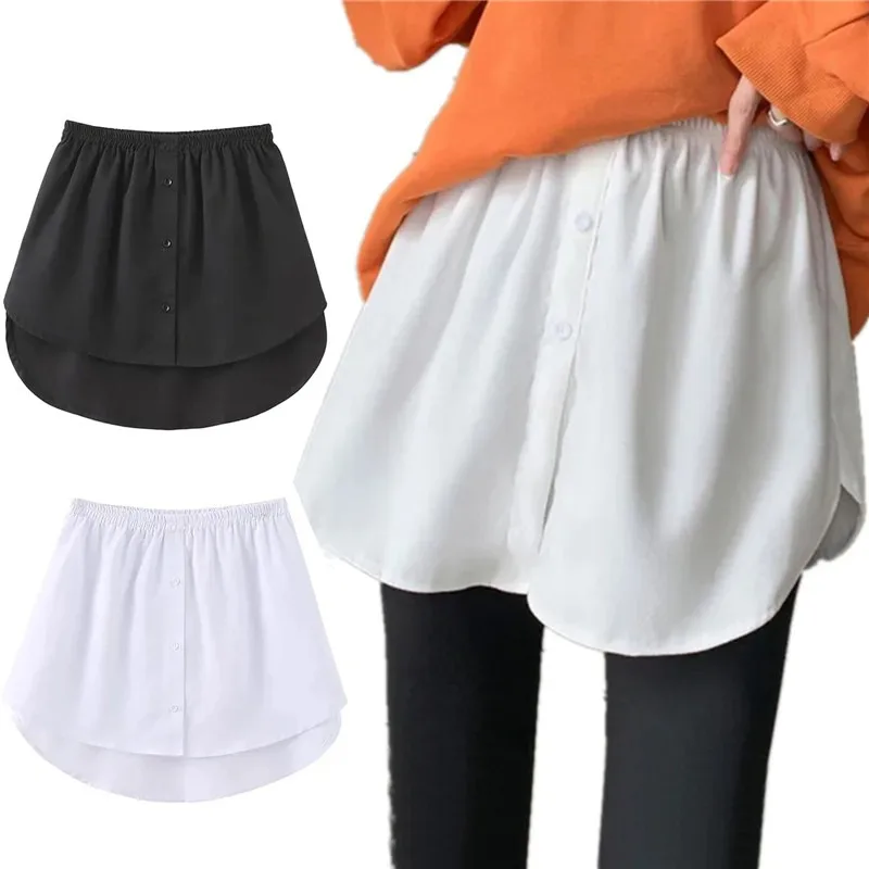 Women's Mini Shirt Extensions Adjustable Layering Fake Top Lower Sweep Shirt Extender Hem Elastic Waist Mini Skirt Hem petticoat skirt half slip skirt
