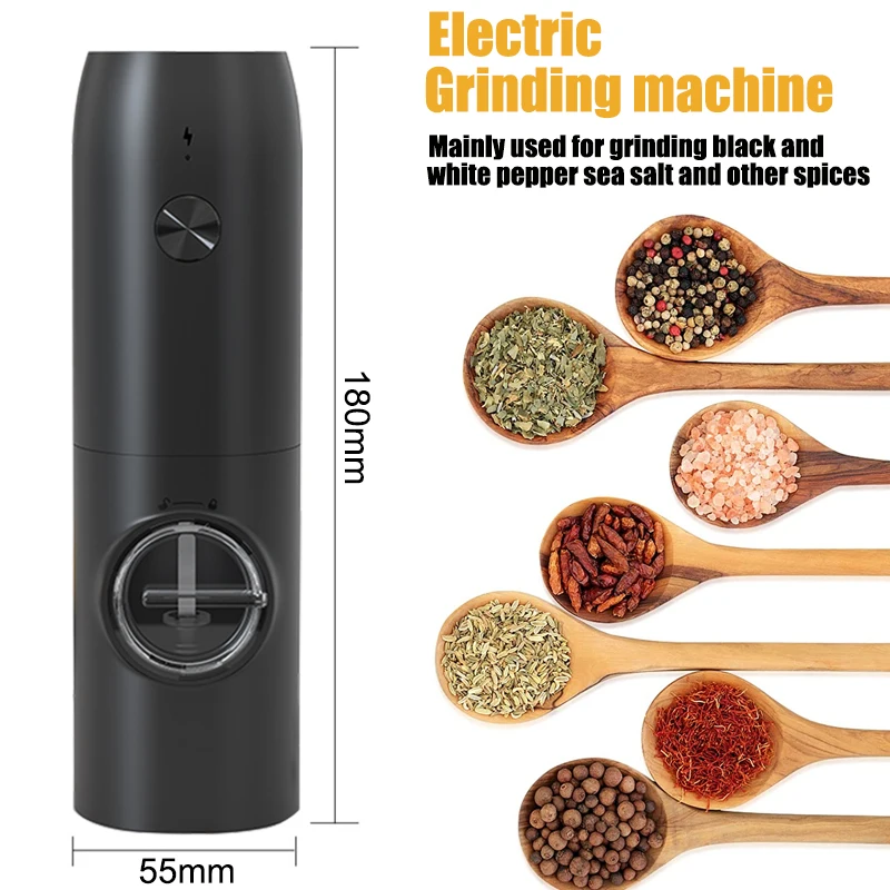 Rechargeable Electric Pepper Grinder Salt And Pepper Mills USB Charging Spice Grinder With LED Light Adjustable Coarseness Mills images - 6