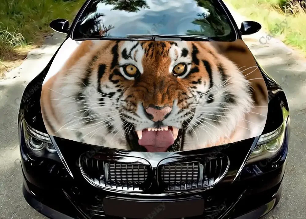 

tiger animal Car hood vinyl stickers wrapped pain car film bonnet decals stickers universal car hood modification decals