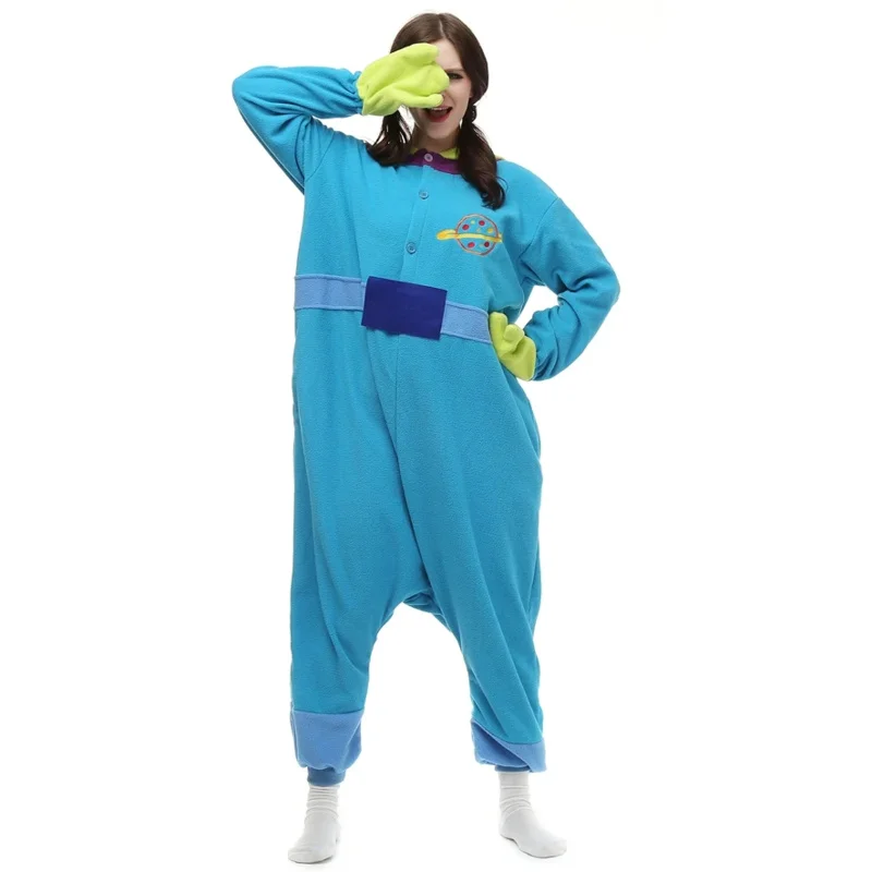 Anime Pajamas Cartoon Alien Kigurumi Fleece Long Sleeves Hooded Pyjamas Adult Boy Onesie Homewear Monster Jumpsuit Festival Gift