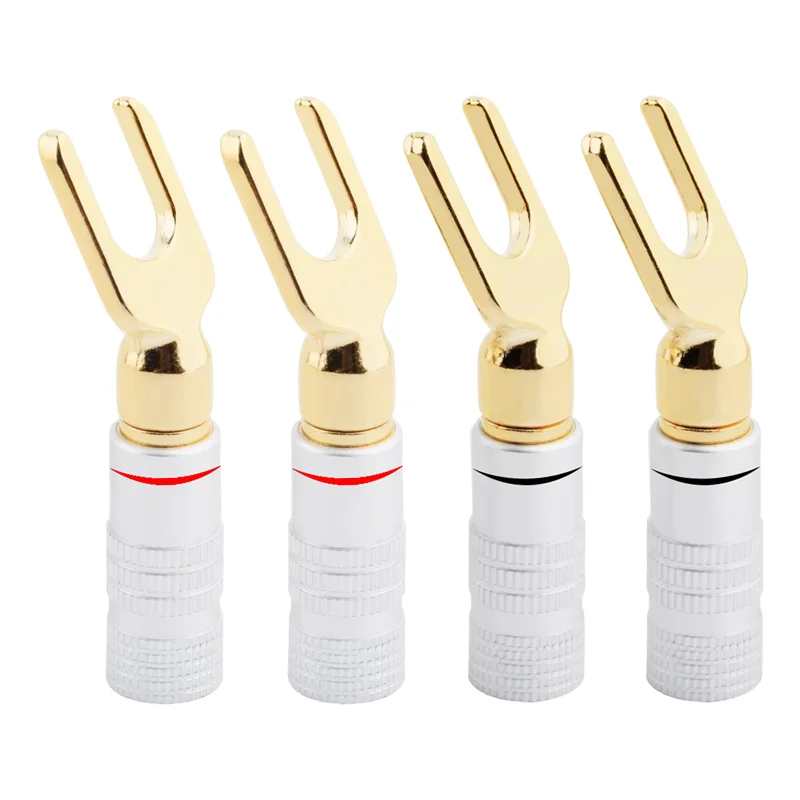 tipo Speaker Banana Plugs Cabo de Áudio Fio Conector Parafuso de Bloqueio Garfo Spade Plug 10 Pcs y u