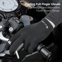 WEST BIKING Spring Autumn Full Finger Cycling Gloves Touch Screen Road Bike Breathable Gloves Men Black Anti-Slip Driving Gloves 2