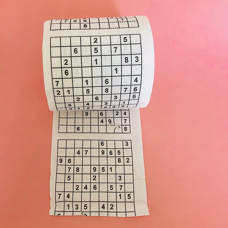 1PC Creative Sudoku Game Toilet Paper Games Roll Paper Towel Tenacity Durable Funny Printed Toilet Bathroom Accessories