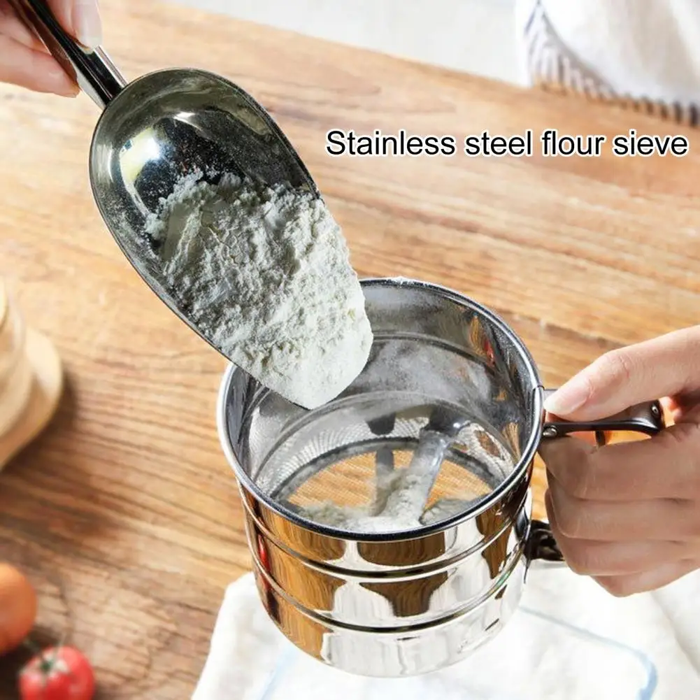 Handheld Flour Sieve Icing Sugar Shaker Stainless Steel for Baking Pastry Baking Tools Powder Flour Mesh Sifter Cup flour sifter baking tools powder sieve powder sugar shaker